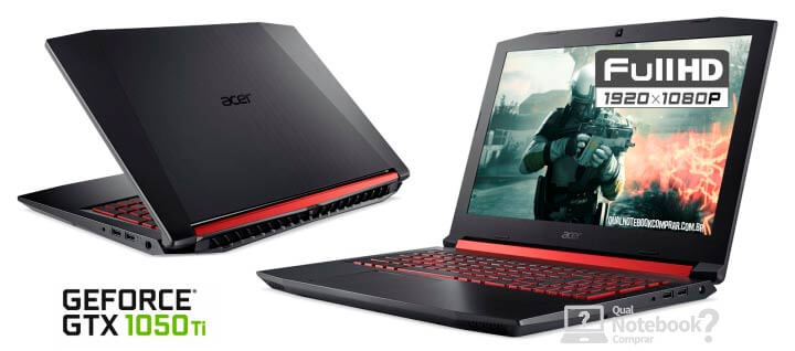 Notebook Gamer Acer AN515-51-596D com tela IPS Full HD