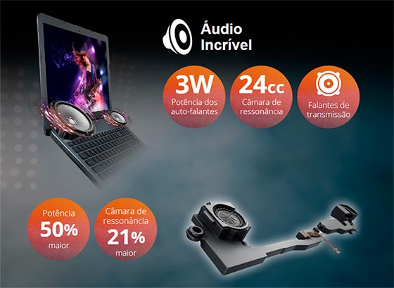 sistema de som especial Asus Vivobook Max X541 barato