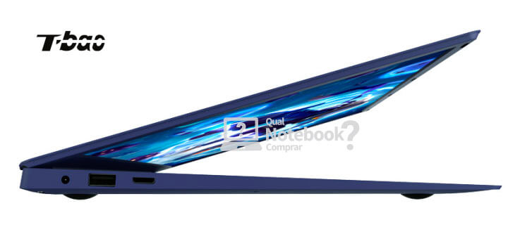 visao lateral notebook T-bao Tbook R8 azul