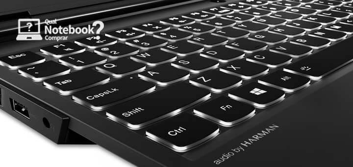 detalhe do teclado notebook Lenovo Legion Y530