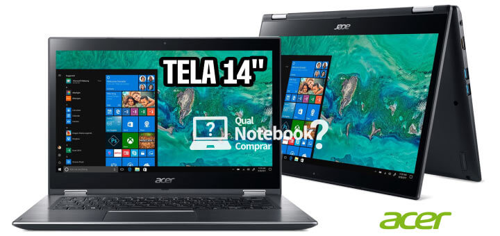 Notebook com tela de 14 Acer SPIN 3 SP314 conversível