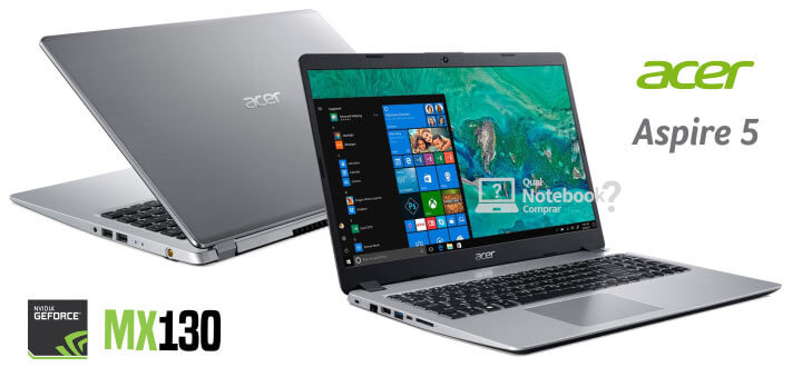 Notebook Acer A515-52G visão da frente e da tampa aspire 5