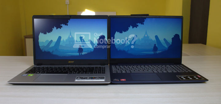 Tela dos notebooks Acer Aspire 5 e Lenovo Ideapad 330S