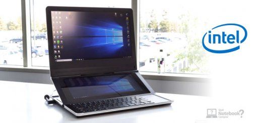 conceito de Notebook de jogos com Tela Dupla ajustável da Intel