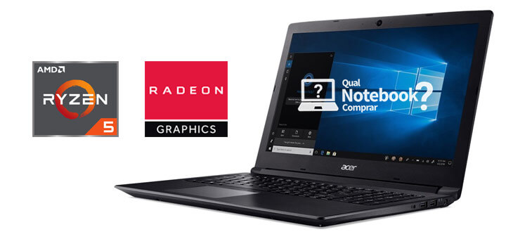 Notebook Acer Aspire 3 com Ryzen 5 e placa de vídeo AMD Radeon