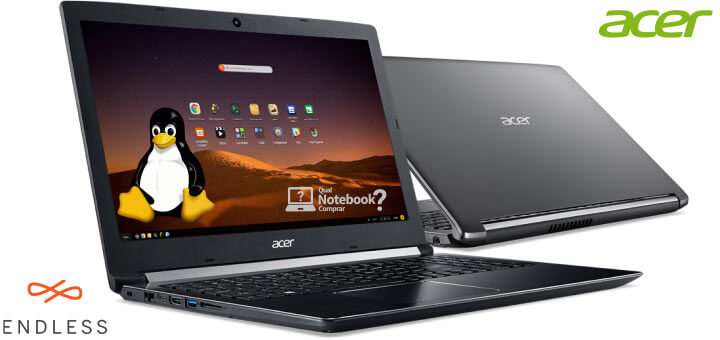 Notebook Acer Aspire 5 A515-51 com processador de oitaa geração linux Endless OS