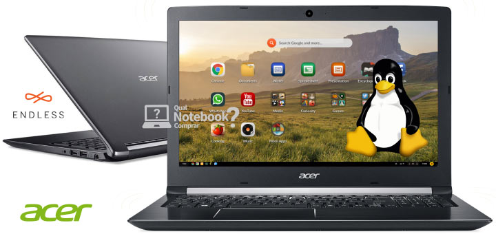 Notebook Acer Aspire 5 com Endless OS padrão Linux
