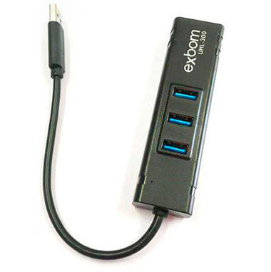 Adatapdor de REDE Via USB para RJ45 com HUB para notebook