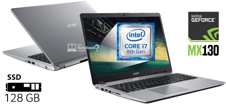 Notebook com SSD Acer A515-52G-79H1 Core i7 e placa de vídeo dedicada