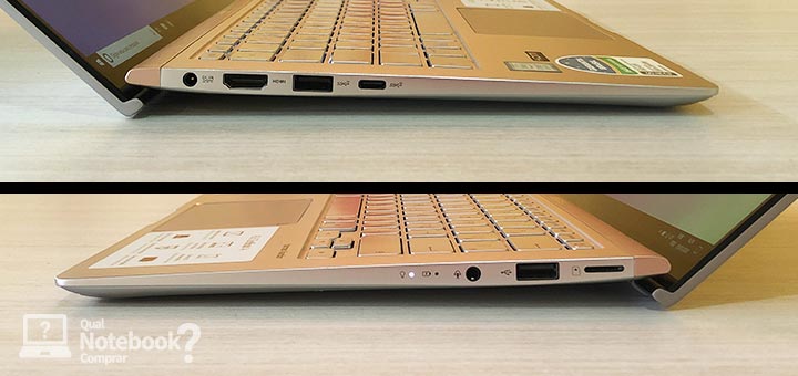ASUS ZenBook 14 conexoes portas entradas e saidas USB-C HDMI MicroSD