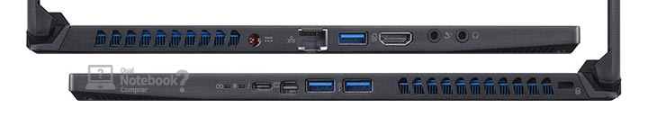 Acer Predator Triton 500 portas entradas USB-C HDMI