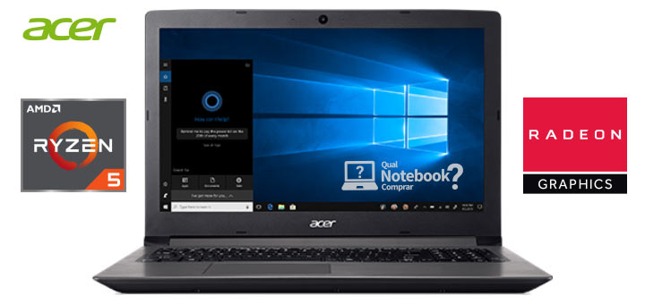 Notebook Acer Aspire A315-41G AMD Ryzen 5 e Radeon dedicada cor cinza