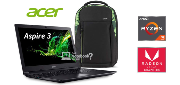 Kit Notebook Acer Aspire 3 Mochila Green A315-41-R790 Ryzen 3 Vega 3