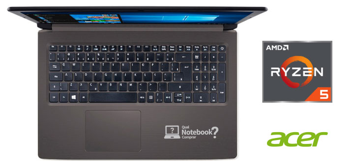 Teclado do notebook Acer Aspire 3 A315-41 com Ryzen 5 2500U e Vega 8