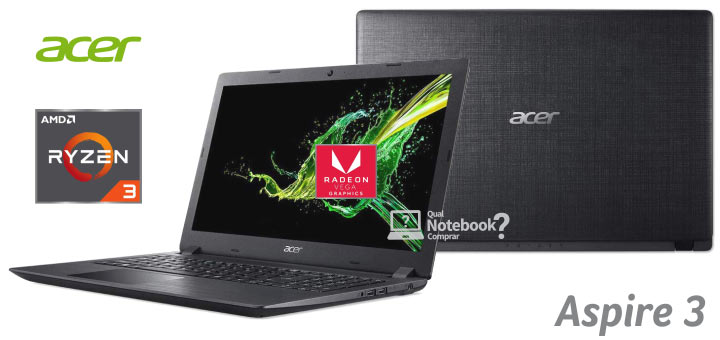 Notebook com AMD Ryzen 3 e Vega 3 Acer Aspire 3 A315-41