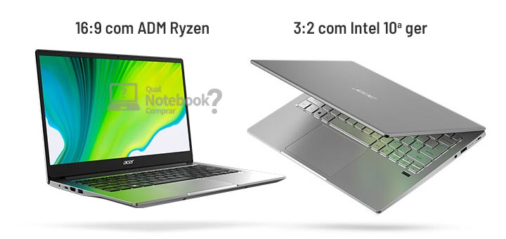 Acer Swift 3 comparativo modelos com AMD Ryzen e Intel
