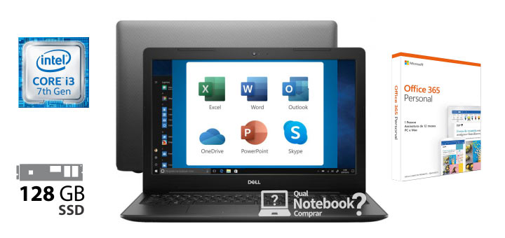 Notebook com office 365 Dell Inspiron 15 3000 3584ML1P Core i3 4GB 128GB SSD