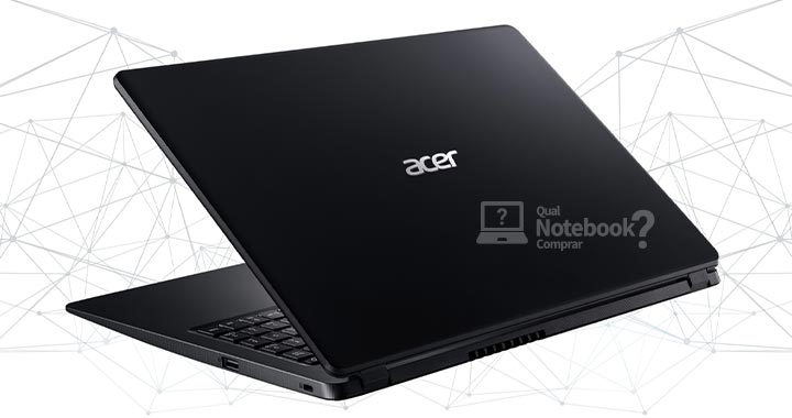 Acer Aspire 3 A315-42G design acabamento liso plastico preto
