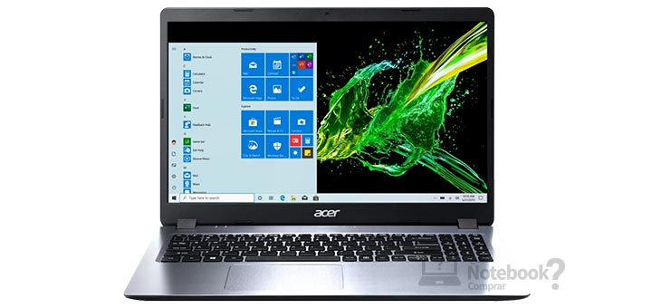 Acer Aspire 3 A315 54 windows 10 tela visao frontal prata