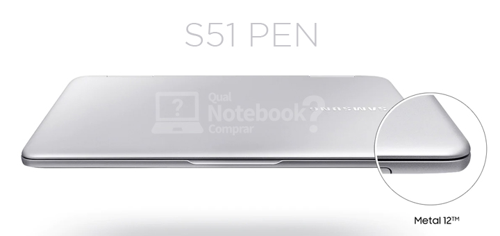 Notebook Samsung S51 Pen design fino e leve construído em Metal 12