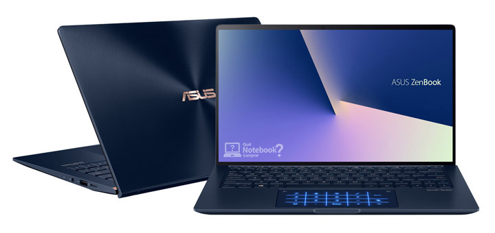 Notebook com acabamento em metal cor azul Zenbook 14 UX433FA