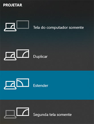 espelhar tela do notebook em um tv com o menu projetar do Windows 10