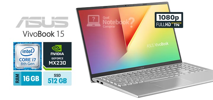ASUS VivoBook 15 X512FJ-EJ529T capa Core i7 8th RAM 16 GB SSD 512 GB MX230
