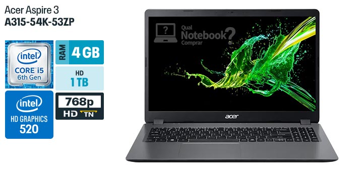 Acer Aspire 3 A315-54K-53ZP especificacoes tecnicas ficha tecnica configuracoes