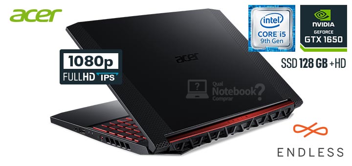 Acer Nitro-5 AN515-54-58CL capa Core i5 9th SSD 128 GTX 1650 Full HD IPS Linux Endless OS