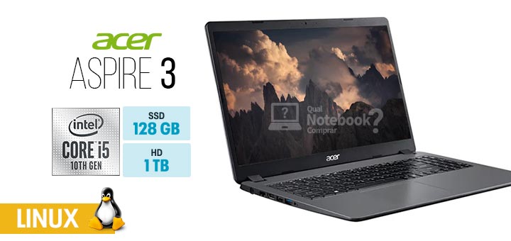 Acer Aspire 3 A315-54-53M1 capa Intel Core i5 8G B SSD 128 GB HDD 1 TB Linux Endless OS