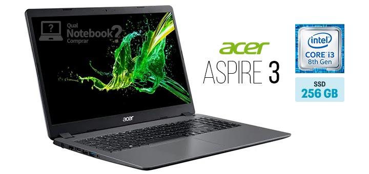 Acer Aspire 3 A315-54K-37LZ capa Intel Core i3 oitava geracao 4 GB RAM 256 GB SSD