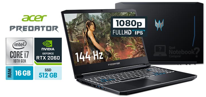 Acer Predator Helios 300 PH315-53-72XD Intel Core i7 RAM 16 GB SSD 512 GB GeForce RTX 2060 FHD 144 Hz IPS