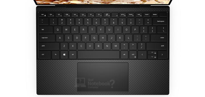Dell XPS 13 9300 teclado layout internacional fibra de carbono leitor biometrico impressao digital retroiluminado