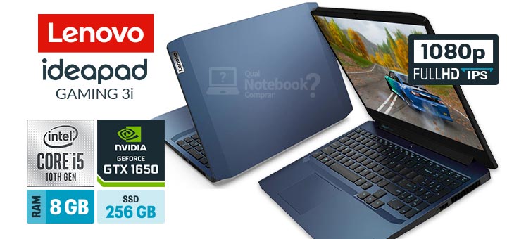 Lenovo IdeaPad Gaming 3i 82CG0002BR capa Intel Core i5 8 GB SSD 256 GB GTX 1650 Full HD IPS