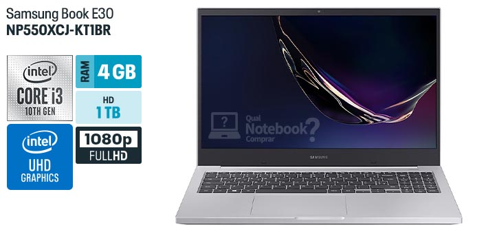 Notebook Samsung Samsung Book E30 NP550XCJ-KT Intel Core i3 10110U 15,6  4GB HD 1 TB Windows 10 com o Melhor Preço é no Zoom