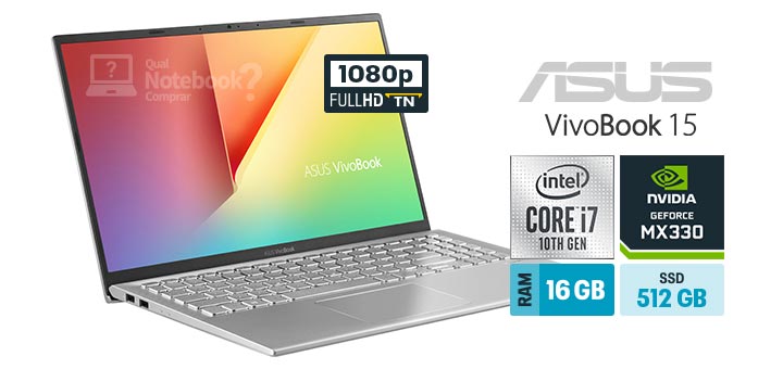 ASUS VivoBook 15 X512JP-EJ228T capa Core i7 Ice Lake RAM 16 GB SSD 512 GB MX330
