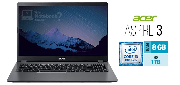 Acer Aspire 3 A315-54K-30BG capa Intel Core i3 oitava geracao RAM 8 GB HD 1 TB