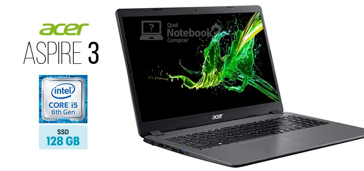 Acer Aspire 3 A315-54K-559K capa Intel Core i5 sexta geracao RAM 4 GB SSD 128 GB HD 1 TB