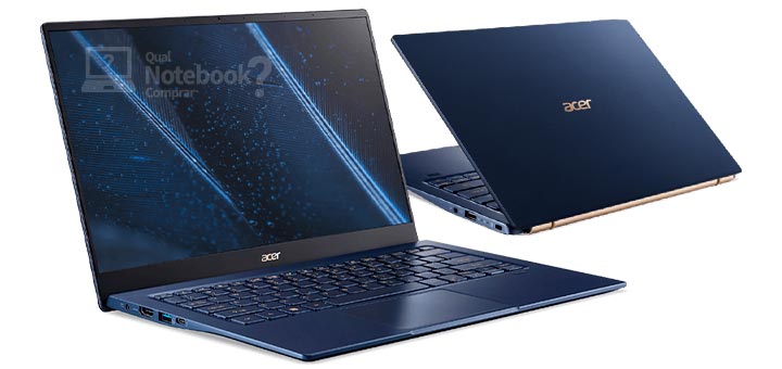 Acer Swift 5 SF514-54GT design visual acabamento azul escuro