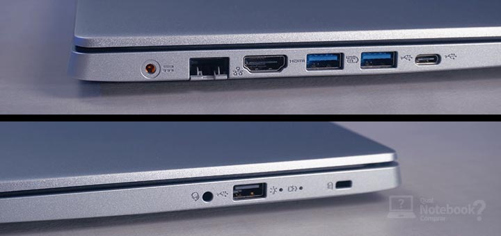 Novos Aspire 5 A515-54 2020 portas conexoes entradas saidas USB-C HDMI