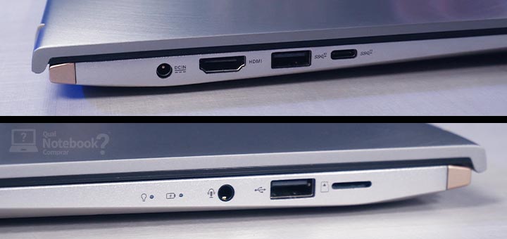 Review ASUS ZenBook 14 X434FAC portas entradas saidas conectividade