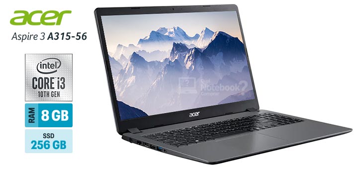 Acer Aspire 3 A315-56-3090 capa Intel Core i3 Ice Lake RAM 8 GB SSD 256 GB