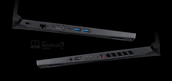 Acer Aspire Nitro 5 AN515-43 com AMD portas conexoes entradas saidas