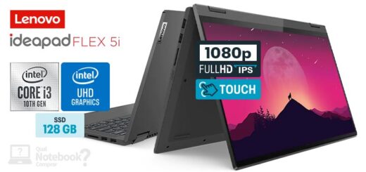 Lenovo IdeaPad Flex 5i 81WS0003BR capa Intel i3 10th RAM 4 GB SSD 128 GB Full HD IPS touch multitouch