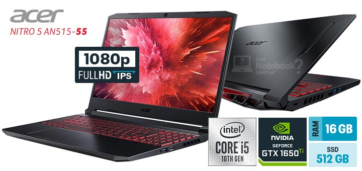 Acer Aspire Nitro 5 AN515-55-50JB Intel Core i5 10th RAM 16 GB SSD 512 GB GeForce GTX 1650 Ti Full HD IPS 144 Hz