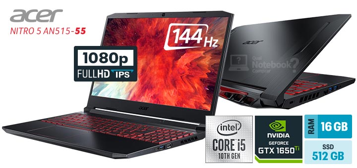 Acer Aspire Nitro 5 AN515-55-59MT Intel Core i5 10th RAM 16 GB SSD 512 GB GeForce GTX 1650 Ti Full HD IPS 144 Hz