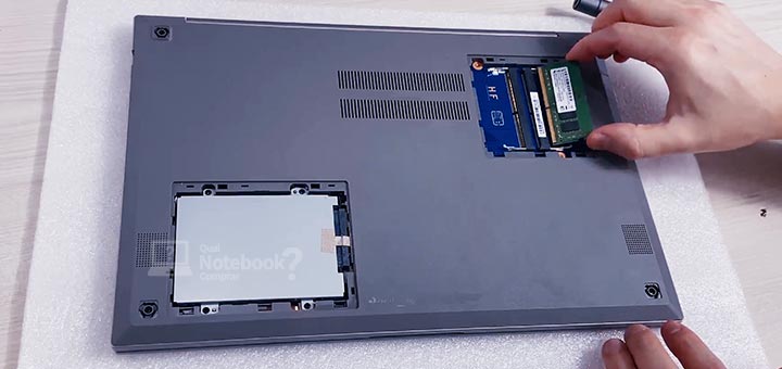 Review Samsung Book X45 NP550XCJ-XF3BR tampas facil acesso parte inferior
