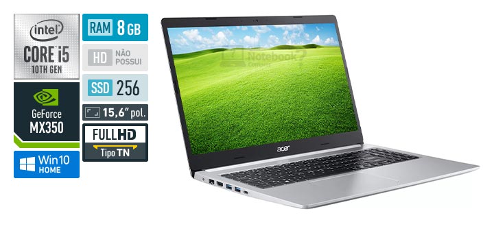 Acer Aspire 5 A515-55G-588G Core i5 10th RAM 8 GB SSD 256 GB Nvidia GeForce MX 350 Full HD Windows 10