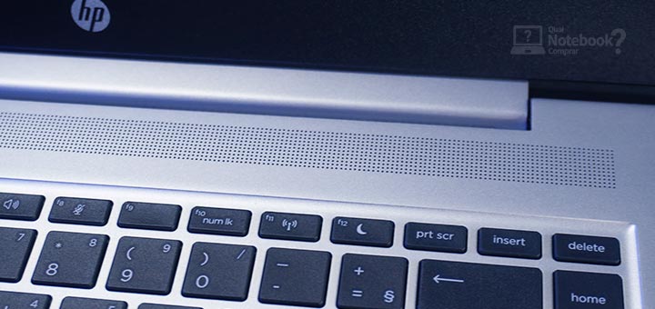 Review HP ProBook 445 G7 alto-falantes virados para cima palmrest base do teclado