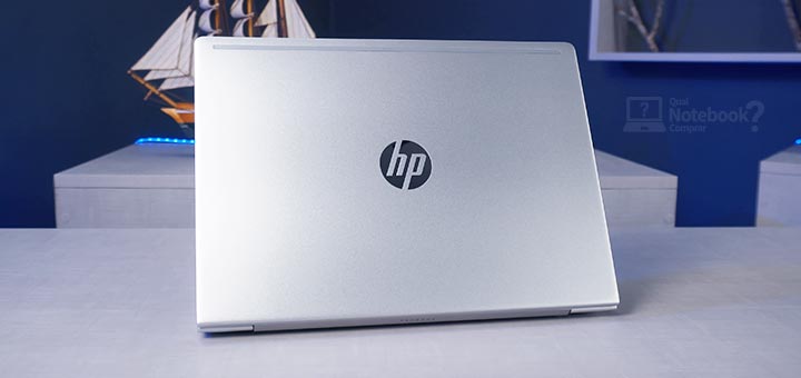 Review HP ProBook 445 G7 design visual acabamento tampa metal prata